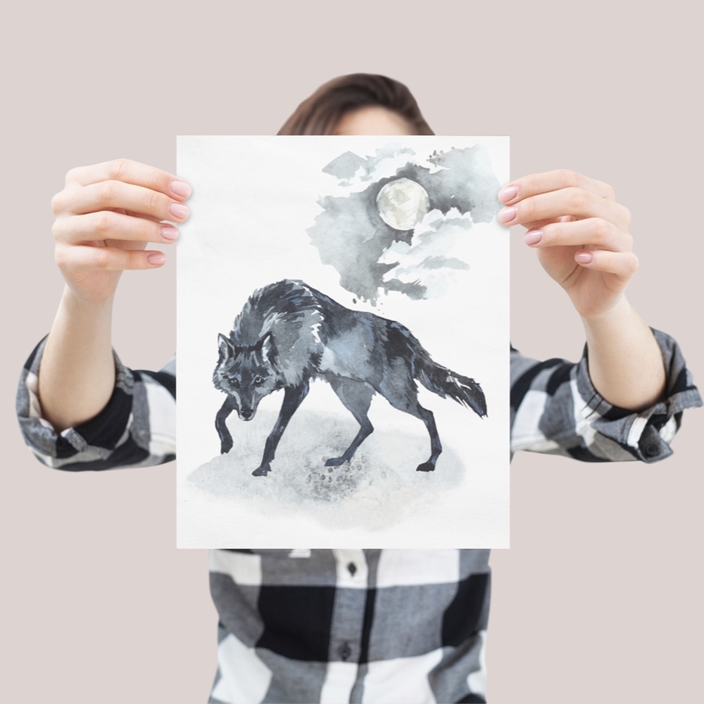 Black Wolf Wall Art Print Poster Unframed - Picture 6 of 13